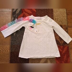 Bonnie Baby Unicorn Long Sleeve Top - White and Gold 18M